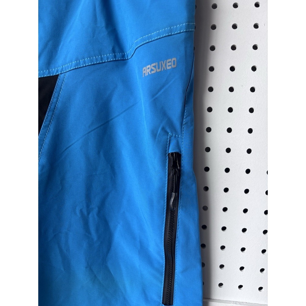 Arsuxeo Men's XL Cycling Mountain Biking Shorts Blue Black Zip Pockets Poly/Span - Picture 2 of 6